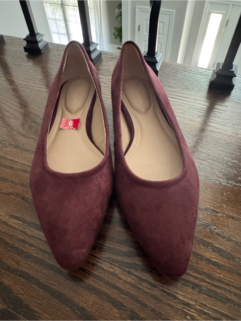 Giani Bernini Pointed Toe Flats in Burgundy Suede